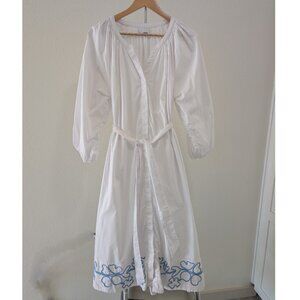 Lake White Dress with Blue Floral Pattern